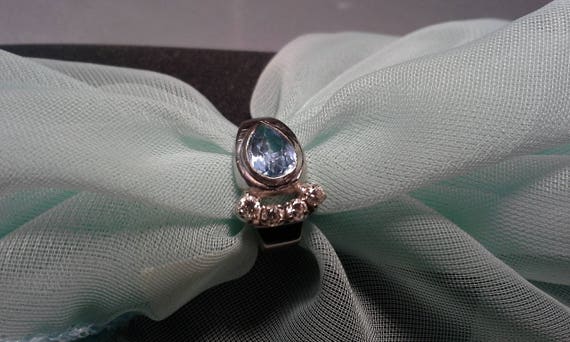 Vintage 14k White Gold Pear Cut Natural Aquamarin… - image 1