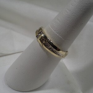 Vintage 14k Solid Yellow Gold And Diamond Men's Wedding Band 4 Small Stone And Accents Size 8 1/4 weighs 4.7 grams 5.22 mm wide image 4