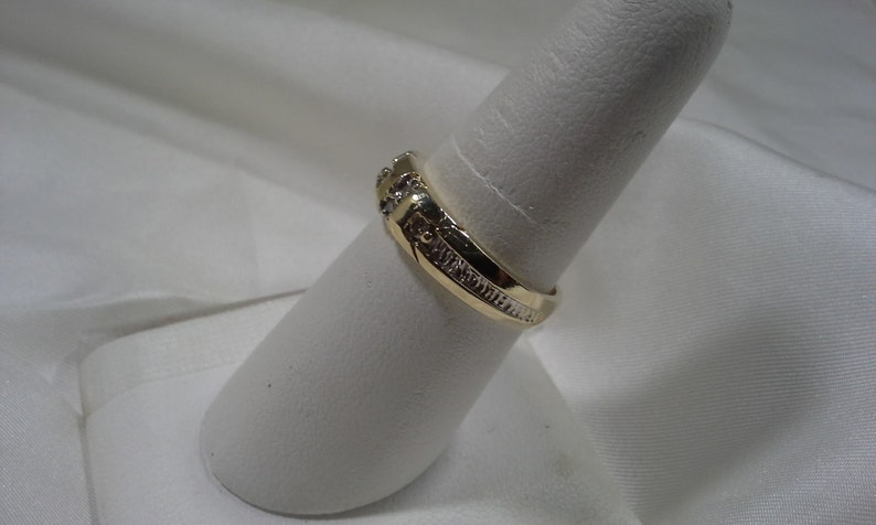 Vintage 14k Solid Yellow Gold And Diamond Men's Wedding Band 4 Small Stone And Accents Size 8 1/4 weighs 4.7 grams 5.22 mm wide image 4