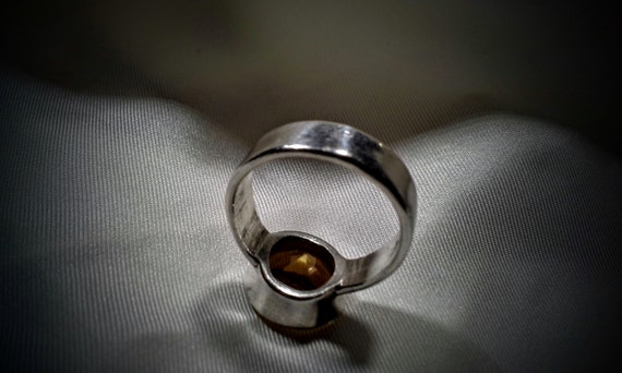 Vintage Sterling Silver Citrine Ring, Faceted Sto… - image 2