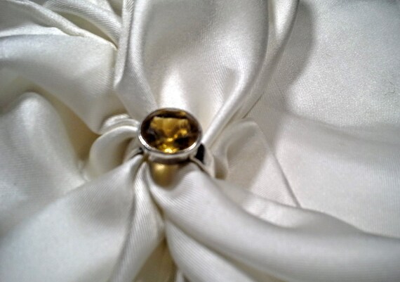 Vintage Sterling Silver Citrine Ring, Faceted Sto… - image 3