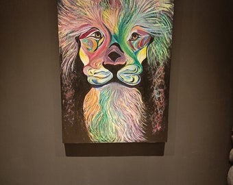 Acrílico, Arte, pintura, colores, León, decoración, hogar