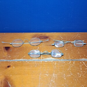 Set of Three Antique Glasses, Wire Rim Eyeglasses, Antique Wire Rim Eyeglasses, Vintage Eyeglasses, Vintage and Antique Eyeglasses