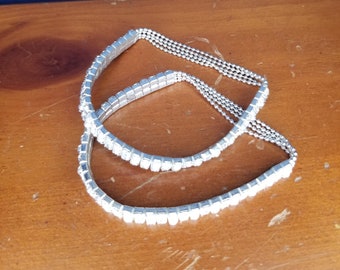 Vintage Twin Rhinestone Stretch Tennis Bracelets - Set of Two - Stackable