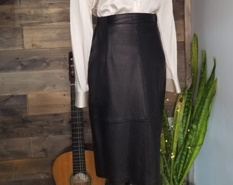 Vintage Black Leather Skirt by Adler Leather Designs