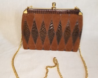 vintage Snake Skin Brown Leather and Gold Purse-Made in England Vintage Snake Skin Brown Leather and Gold Purse-Made in England Vintage Snake Skin Brown Leather and Gold Purse-Made in England Vintage Snake