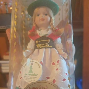 Beautiful Handmade Vintage Schneider of Germany Doll in Original Packaging, Handmade Vintage Made in Germany Porcelain Doll