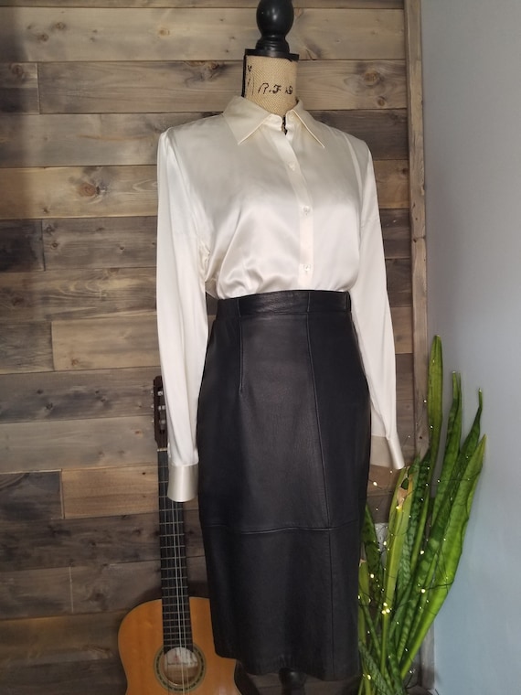 Vintage Black Leather Skirt by Adler Leather Desig