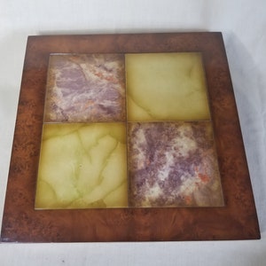 Bandeja vintage de madera sintética y piedra