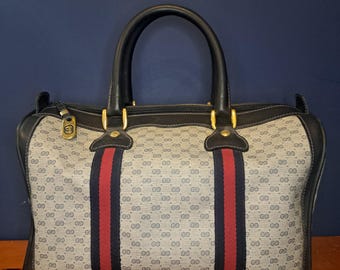 Authentic Gucci Red, Navy Blue and Gold Tote Bag