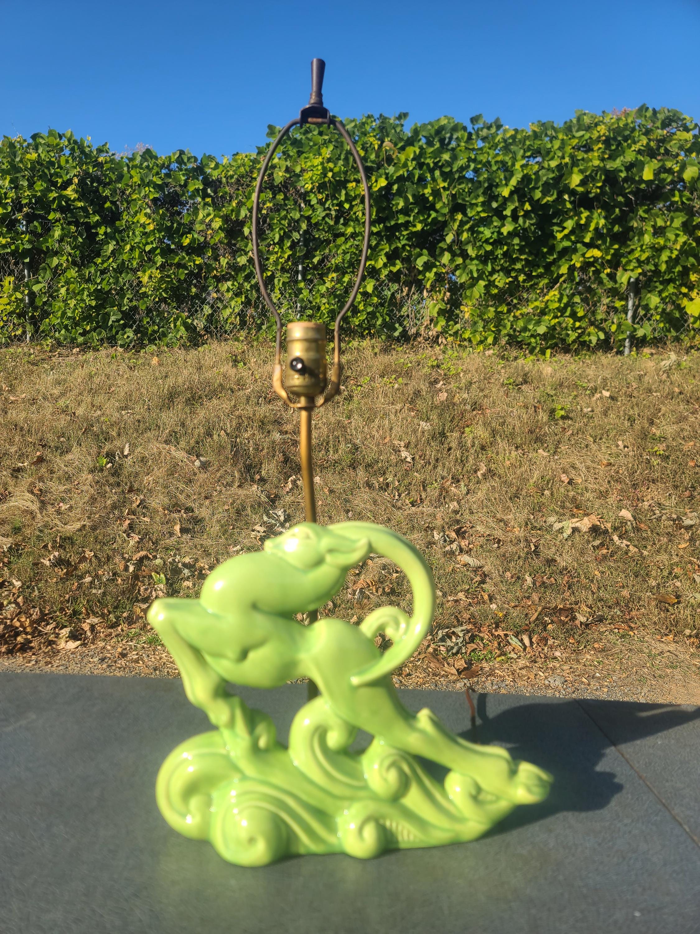 Vintage Royal Haeger Leaping Gazelle TV Lamp, Lime Green Leaping Deer ...