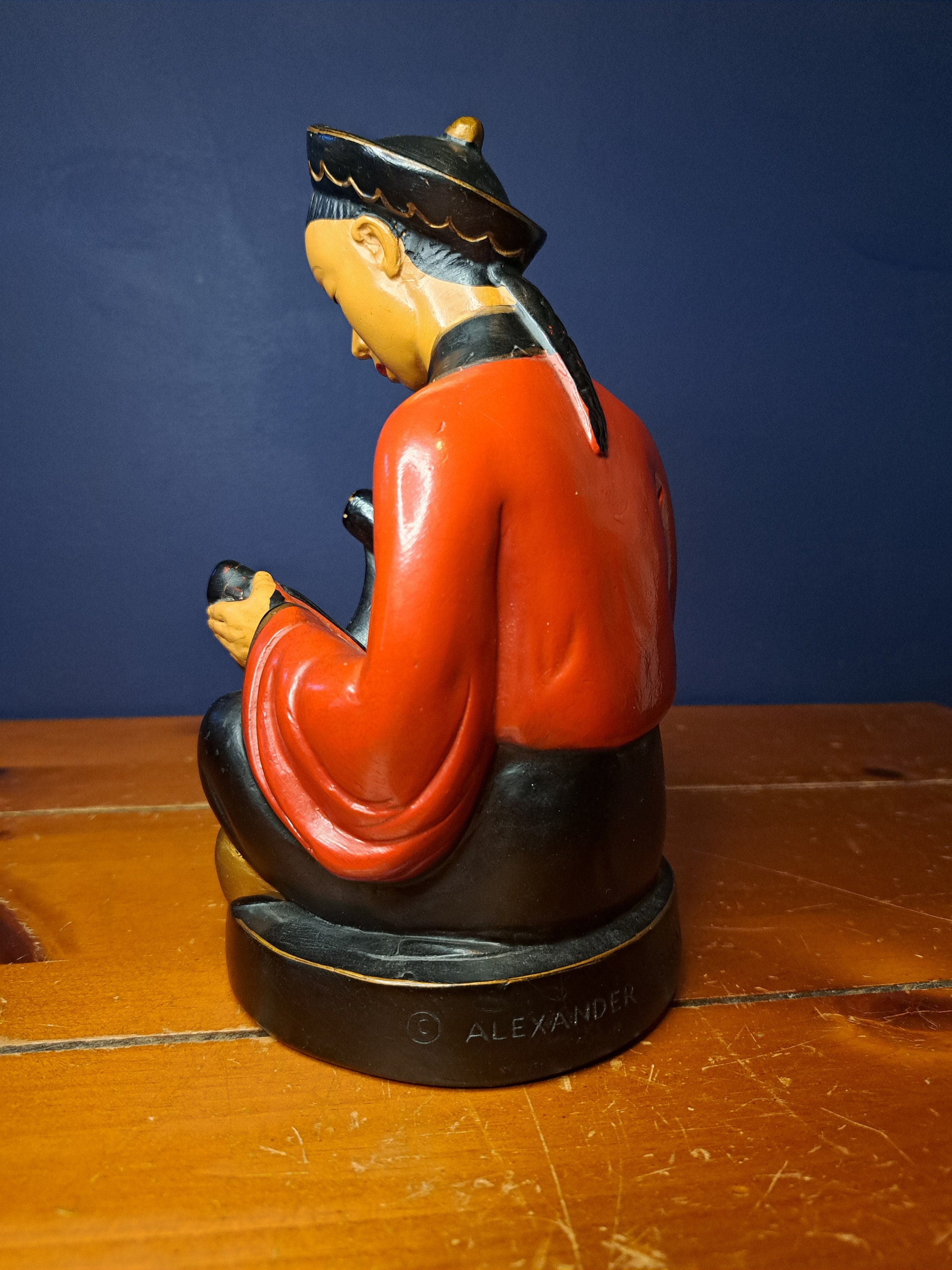 Vintage 1950s ABCO Alexander Backer Chalkware, Red and Black