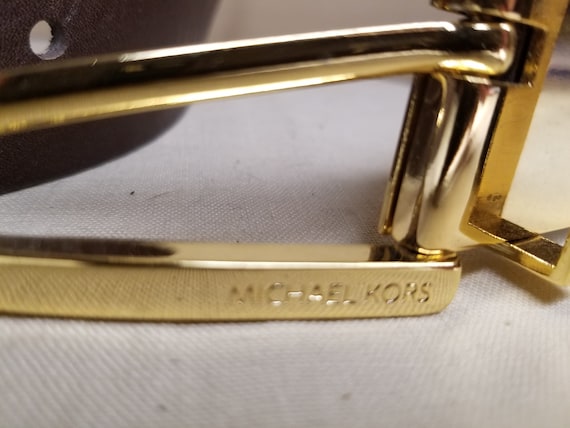 Vintage Michael Kors Leather Brown and Gold Belt - image 2