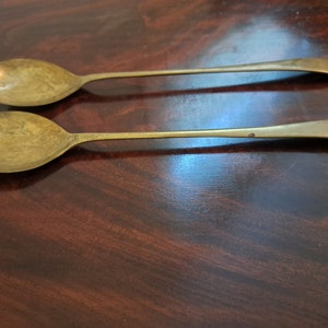 Vintage Brass Colored Serving Utensils, W A Ormoline Gold Colored Serving Utensils, Vintage English Serving Utensil Stamped W.A. Ormoline