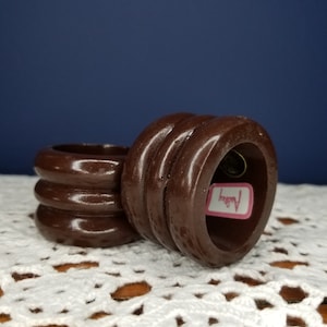 Six Mismatched Wooden Mid Century Modern Napkin Rings - Three Sets of Two