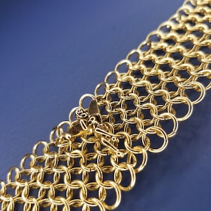Large Vintage Gold Tone Chainmail Tinkerbell Disney Bracelet