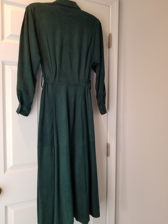 Retro 1970s Emerald Green Suede Dress - image 6