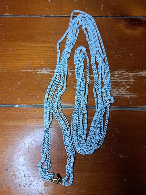Vintage LONG White Chain Link Necklace, Vintage M… - image 9