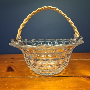 Vintage Fostoria Crystal Basket with Reed Handle