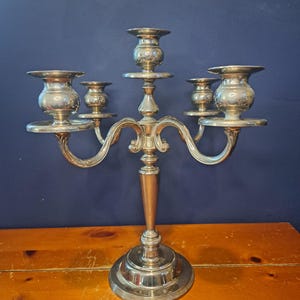 Vintage Silver Toned Candelabra, Vintage Five Arm Candle Candelabra, Candelabra Centerpiece, 5 Arm Candelabra Centerpiece, Silver Plated