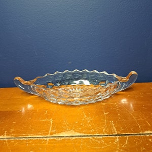 Vintage Fostoria Crystal Small Gravy Boat, Small Crystal Dish with Handles, Crystal Trinket Dish, Nappy Dish