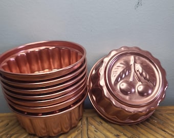 Vintage Copper Jello Molds, MCM Individual Small Cake Pan
