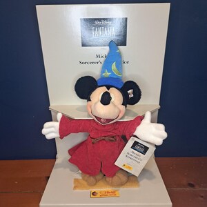 Vintage Steiff Mickey Mouse, Disney&#39;s Fantasia 2000 in Original Box, Brand New Steiff Fantasia 2000 Mickey Mouse, Mickey Zauberlehrling
