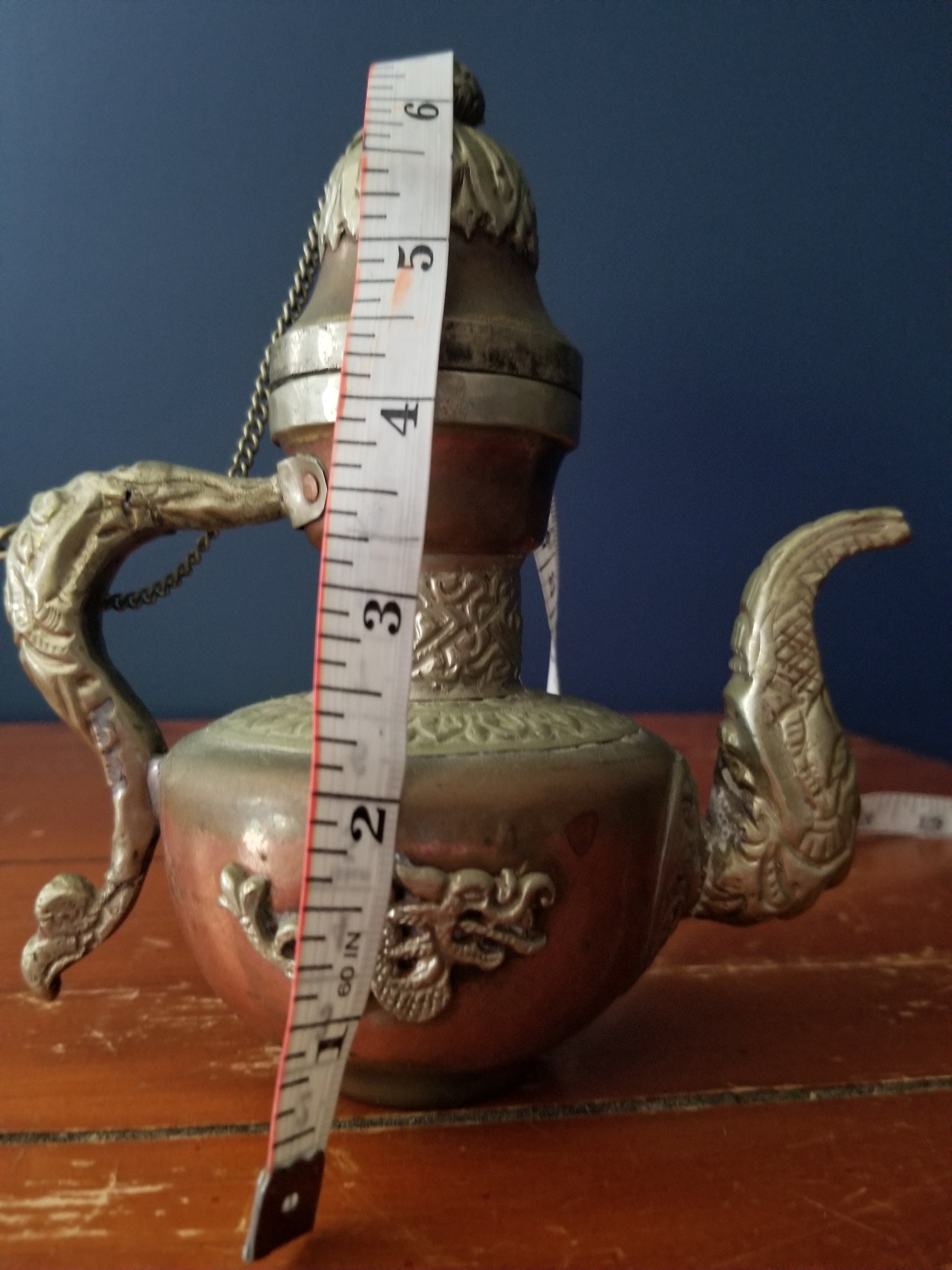Antique Tibetan Copper and Brass Teapot With Dragon 