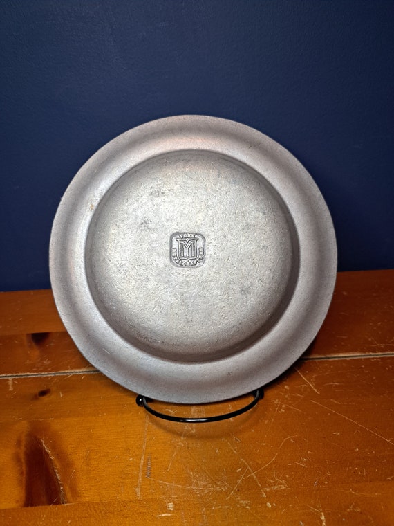 Vintage York Metal Crafters Pewter Plate, Solid Pewter