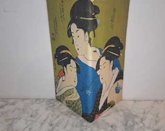 Vintage Japanese Paper Wallet, Hand Painted Japanese Paper Wallet, Vintage Hand Painted Japanese Silk Paper Wallet, Japanese Silk Paper
