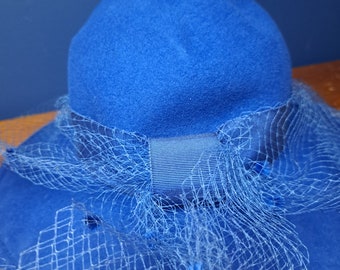 Vintage Doeskin Felt Bollman & Co. Hat With Vail Vintage Doe Skin Wool Felt Tilt Hat Feather Net Veil Bollman  main image 2