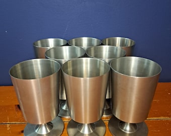 Vintage BPC Stemmed Pewter Cups, British Pewter Craftsman Goblets