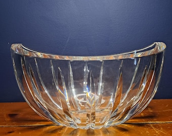 Vintage Kosta Boda Crystal Bowl, Beautiful Crystal Bowl by Kosta Boda, Signed Bottom Oval Kosta Boda Bowl, MCM Oval Crystal Bowl Kosta Boda