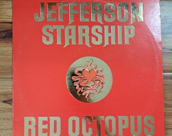 Vintage Vinyl Jefferson Starship Red Octopus Record Album, Classic Rock Album Jefferson Starship BFL 1-0999, Red Album Jefferson Starship