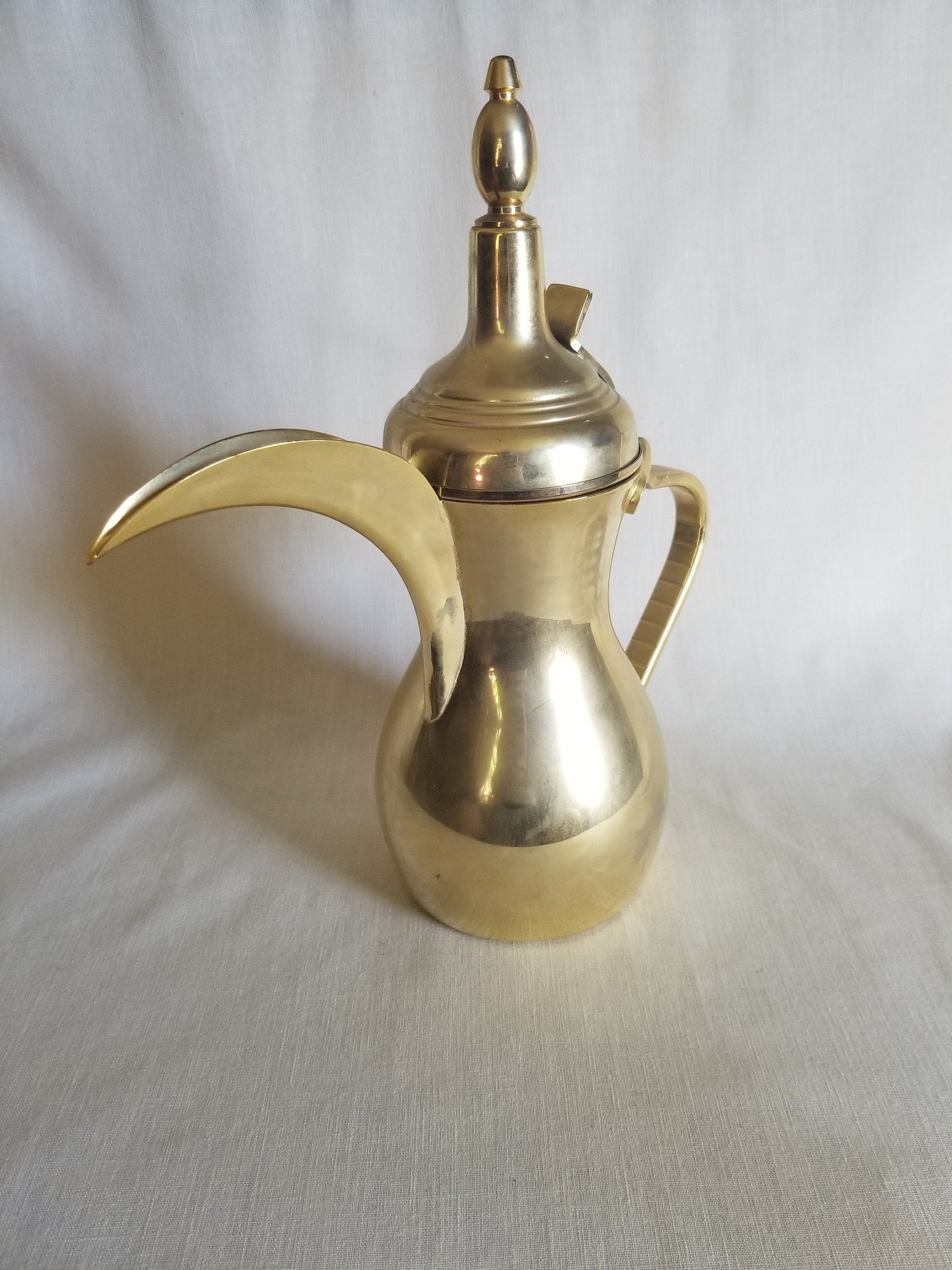 Vintage Small Etched Brass Teapot, Modernist Style Tea Pot