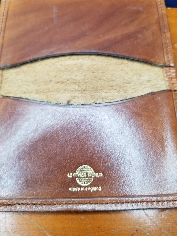 Vintage Leather Business Card Folding Holder Wall… - image 2