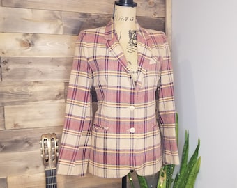 Vintage Chaus Unique Color Plaid Blazer