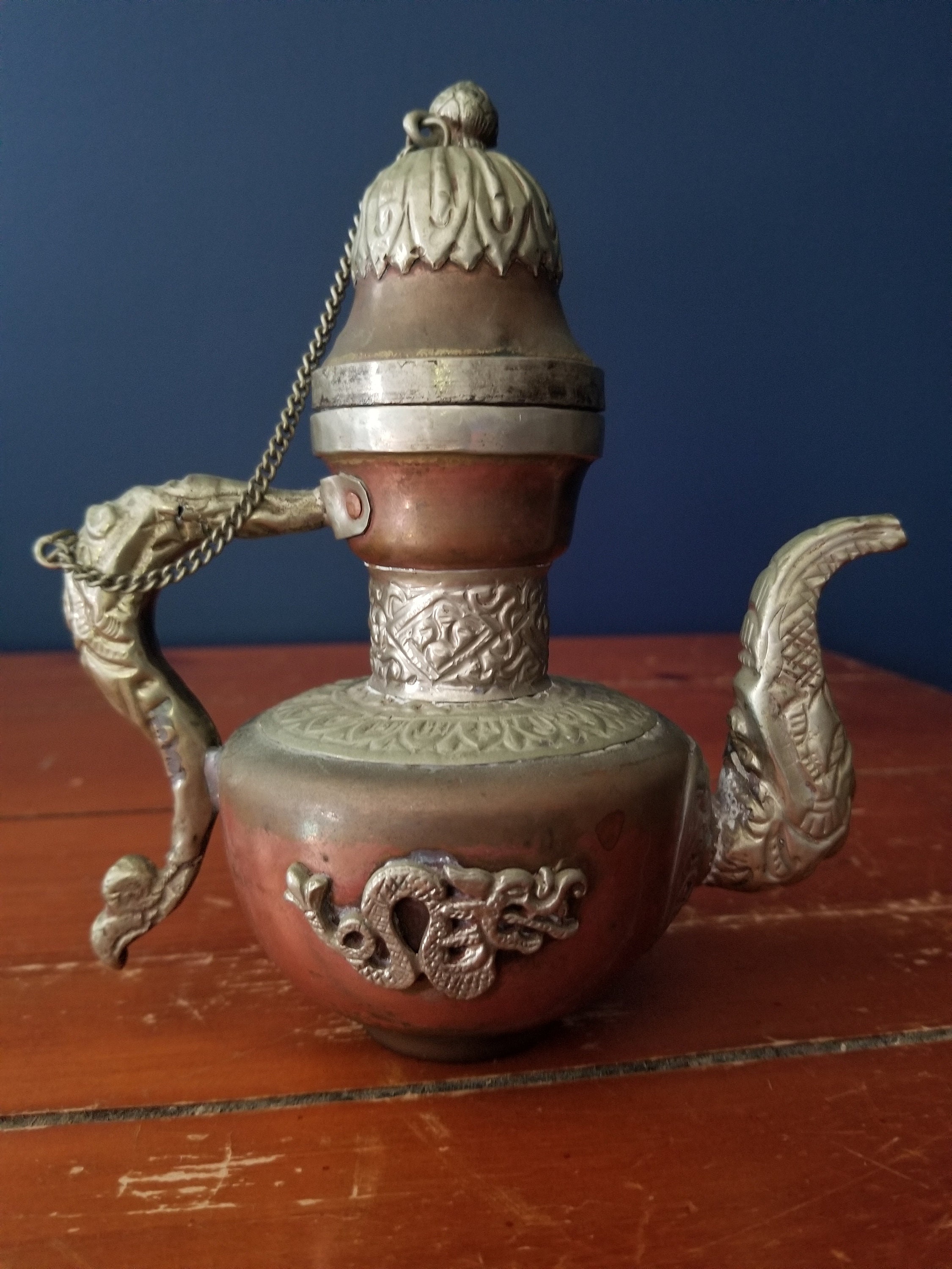 Antique Tibetan Copper and Brass Teapot With Dragon Etsy