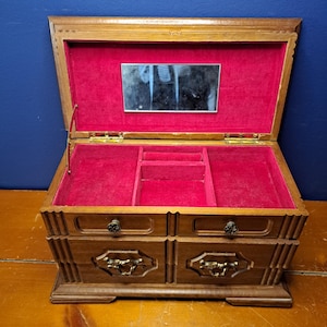 Vintage Musical Wood Jewelry Box, Vintage Wood Jewelry Box, Vintage Music Box Wooden Jewelry Box, Kellerman Jewel Case Made in Japan