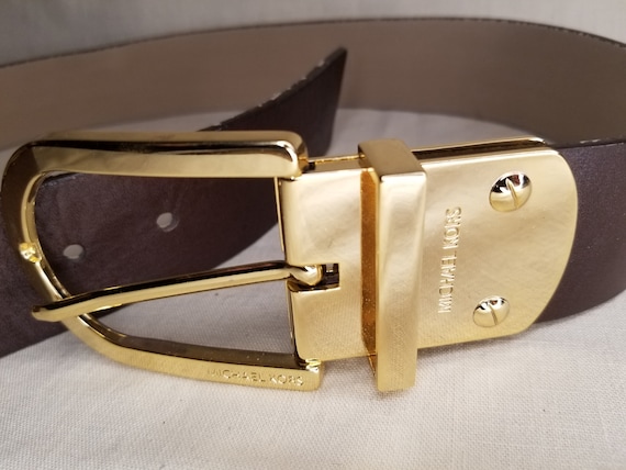 Vintage Michael Kors Leather Brown and Gold Belt - image 1