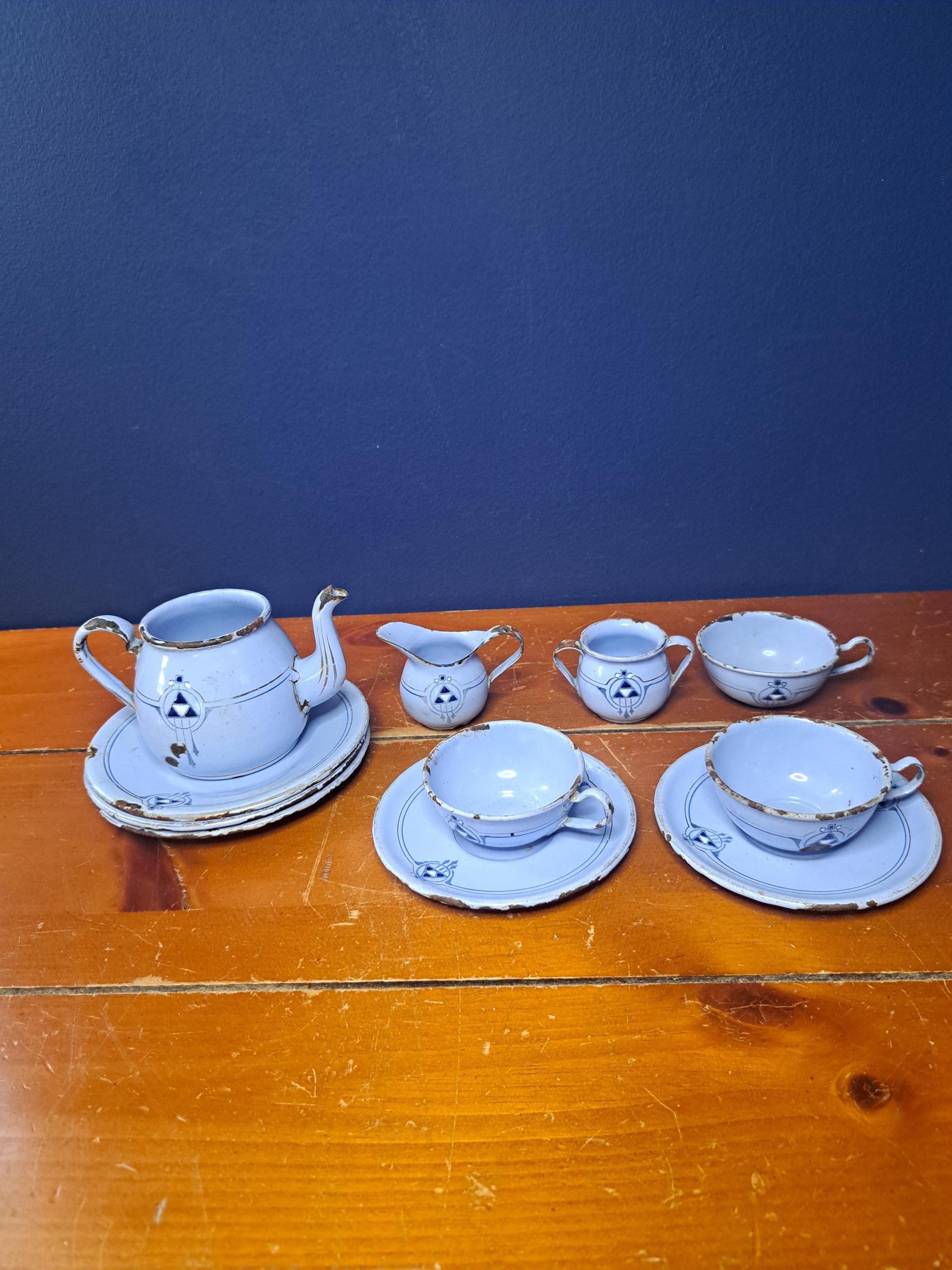 Vintage Metal Tea Set - Etsy