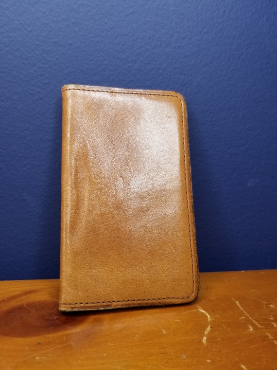 Vintage Leather Business Card Folding Holder Wall… - image 4