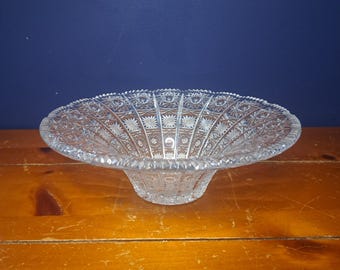 Vintage boho-loodkristallen kom, vintage boho-kristallen mand, boho-geslepen glaskristal, middelpunt van boho-kristallen verzamelobject
