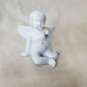 Small Seated Cherub Ceramic Figurine