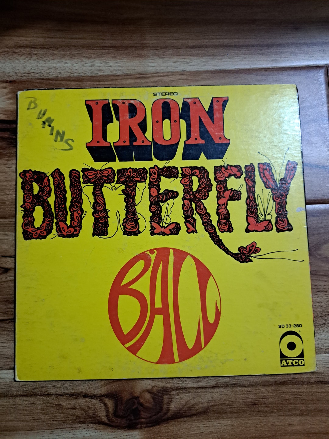 Vintage Vinyl Iron Butterfly Record Album Ball, Iron Butterfly Record