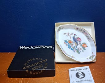 Vintage Wedgwood Kutani Crane Trinket Dish, Wedgwood Kutani Crane Tray in Wedgwood Box, Wedgwood Collector's Dish, Silver Tray Wedgwood Dish