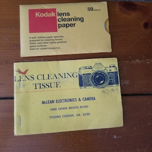 Vintage Lens Cleaning Papers / Wipes - Made by Kodak & Mclean Electronics and Camera