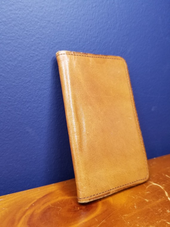 Vintage Leather Business Card Folding Holder Wall… - image 5