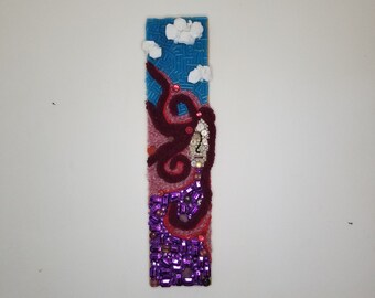 Recycled Materials Art, Reflections of Friends, Esprit Libre, Trash Art, Red Head Wall Hanging