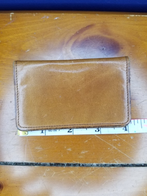 Vintage Leather Business Card Folding Holder Wall… - image 7